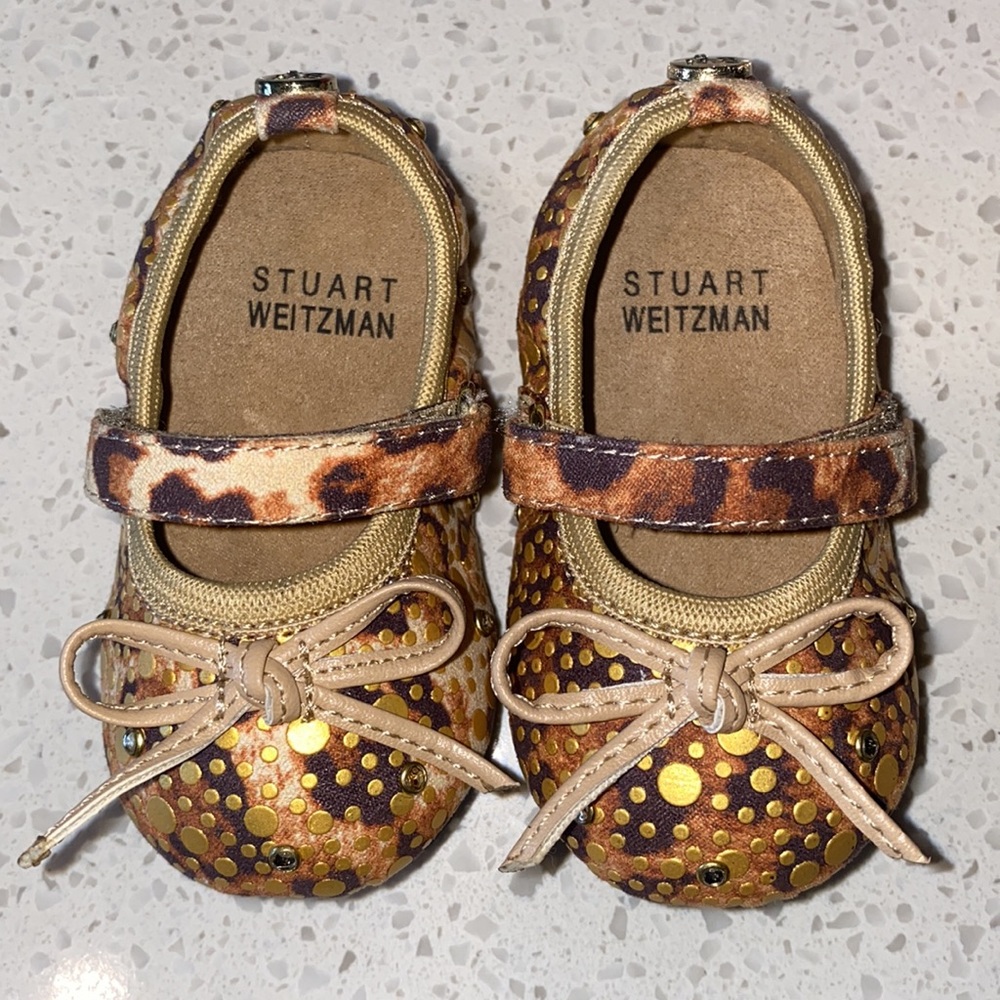 STUART WEITZMAN • MY FIRST WEITZMANS BABY GIRL LEOPARD PRINT MARY JANES • Sz 1